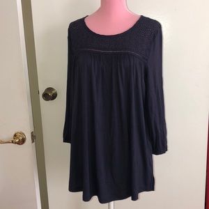 Suzanne Betro Navy blue long sleeve top Size S NWT
